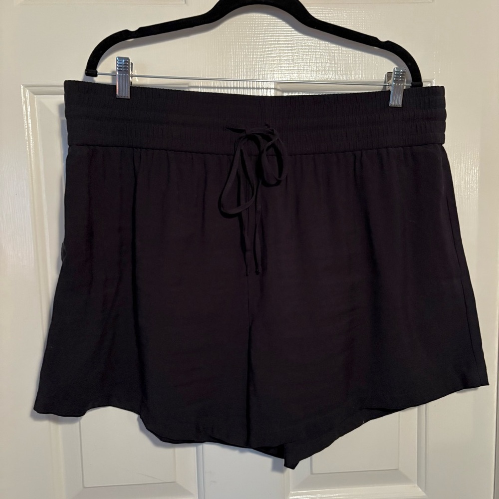 Open Edit Rayon Elastic Waist Black Shorts - Size 2x - Never Worn
